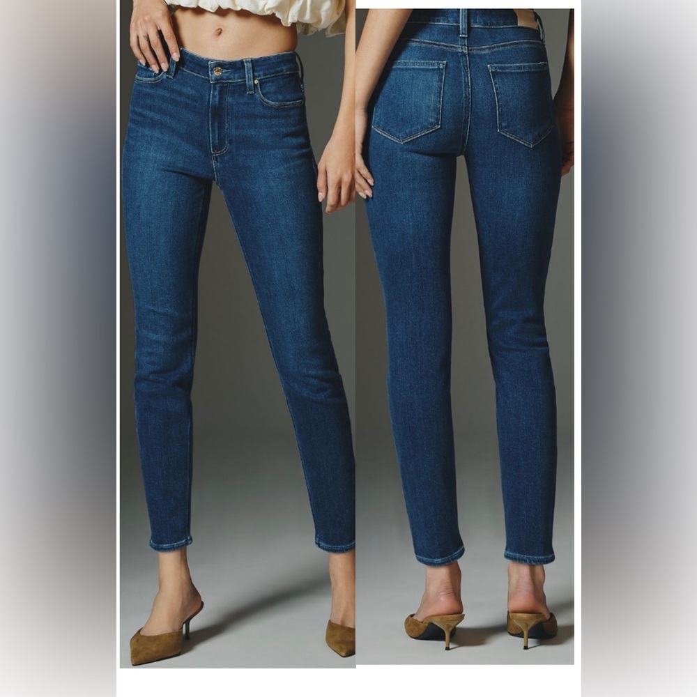 PAIGE Hoxton High Rise Skinny Ankle Jeans Size 32 Dark Wash Premium Denim